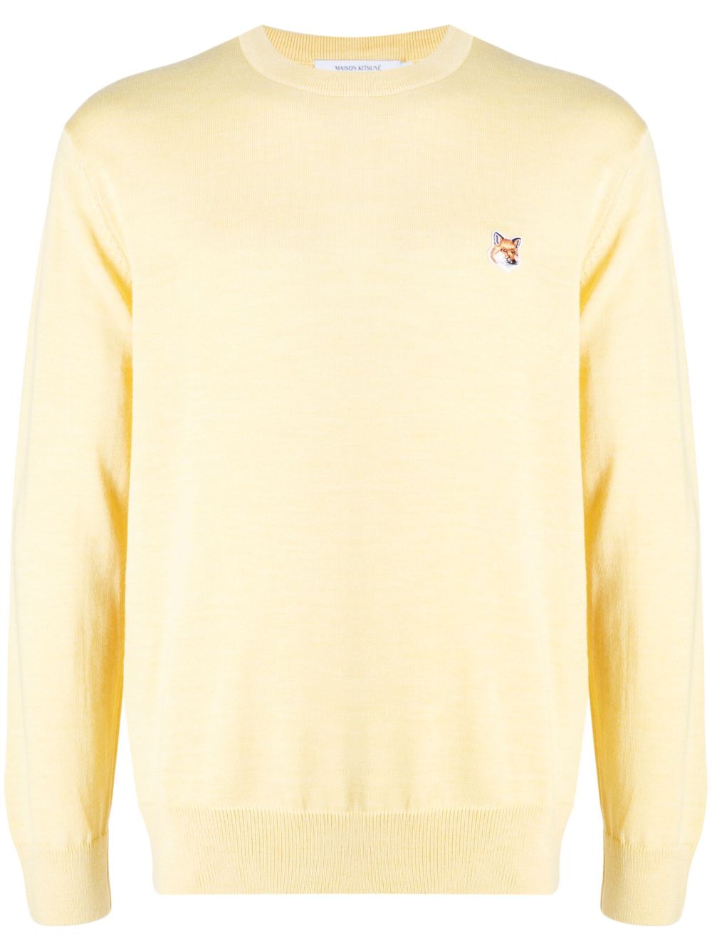 Maison Kitsuné logo刺绣针织羊毛毛衣 - 黄色