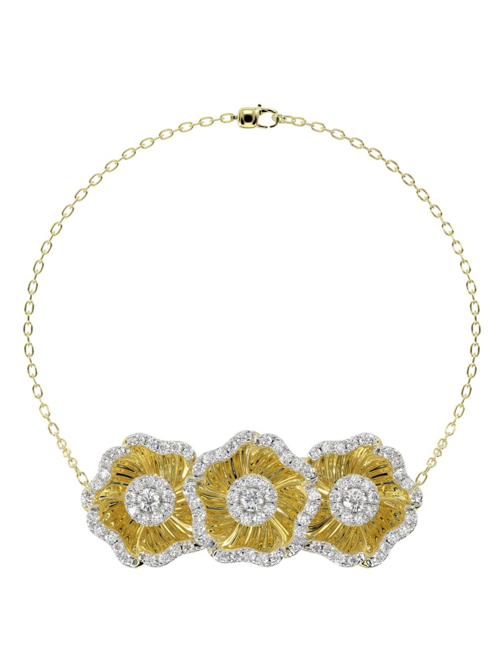 Marchesa 18K黄金花卉钻石手链 - 金色