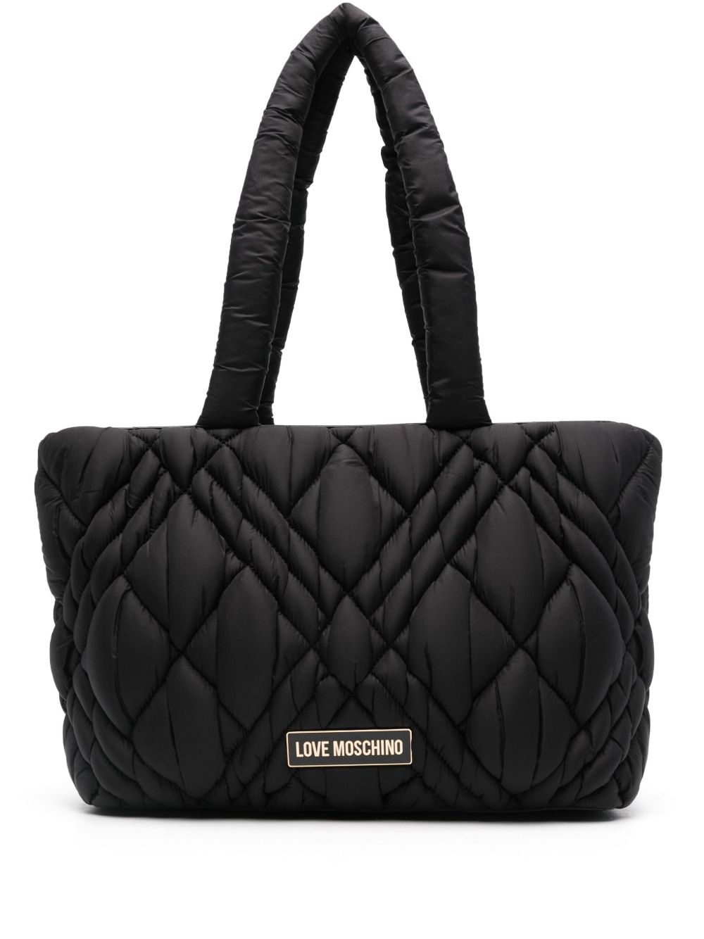 Love Moschino logo标牌手提包 - 黑色