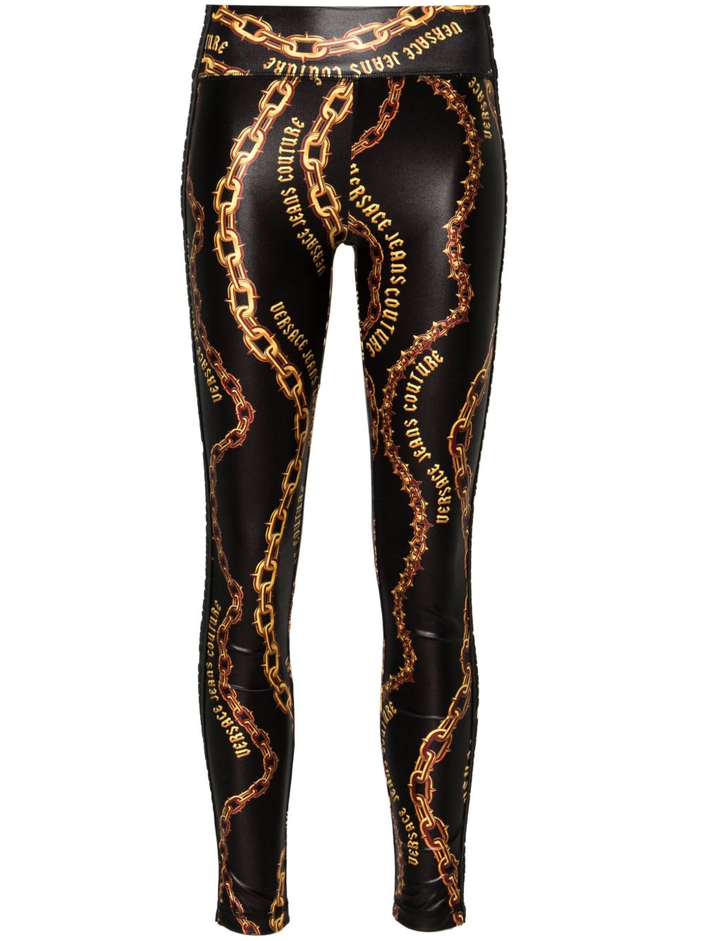 Versace Jeans Couture 搭链印花打底裤 - 黑色