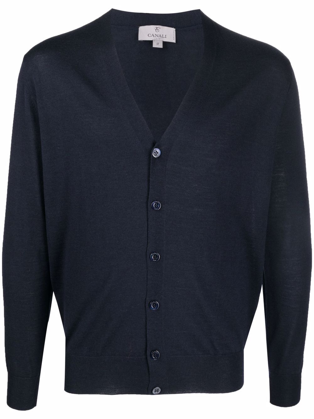 Canali V领针织开衫 - 蓝色