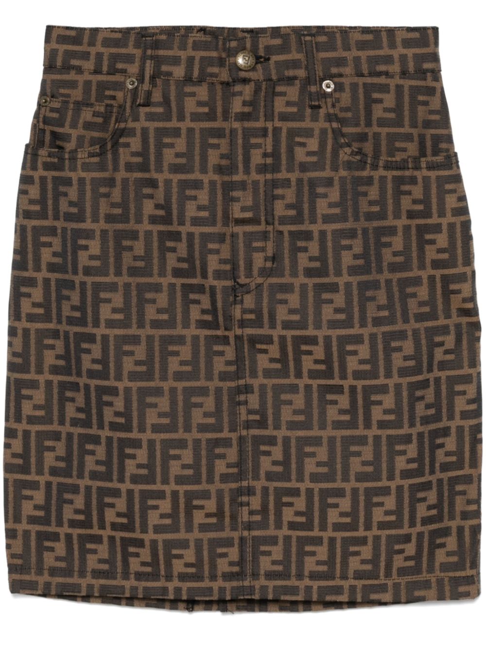 Fendi Pre-Owned Zucca 半身裙（1990-2000年代典藏款） - 褐色