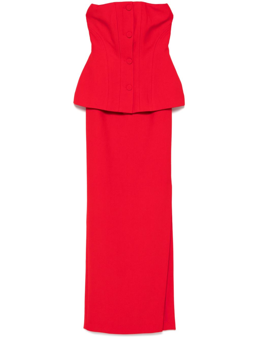 Roland Mouret 露肩绉纱超长连衣裙 - 红色