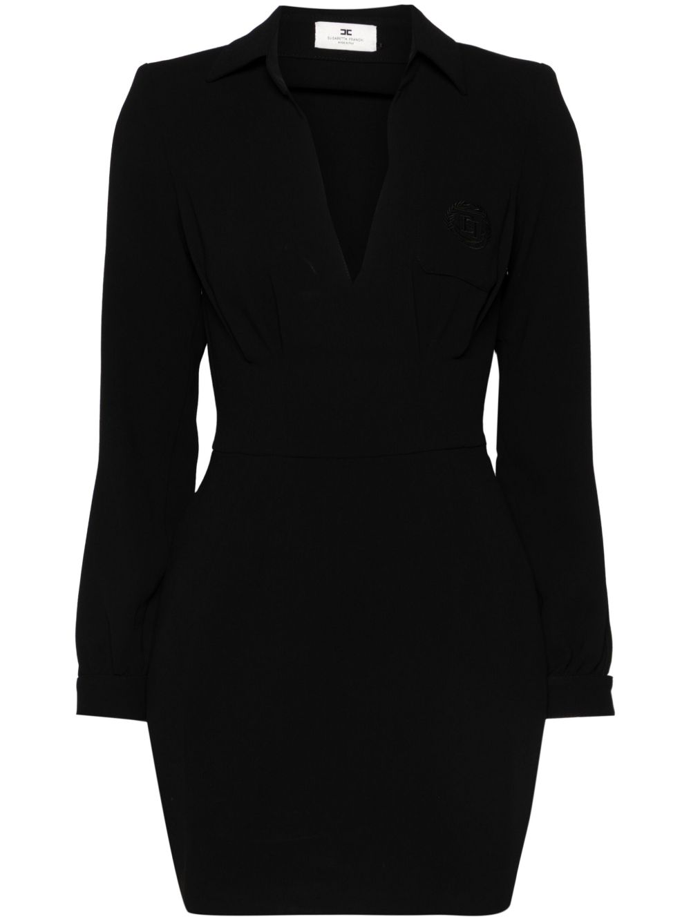 Elisabetta Franchi 绉纱迷你衬衫裙 - 黑色