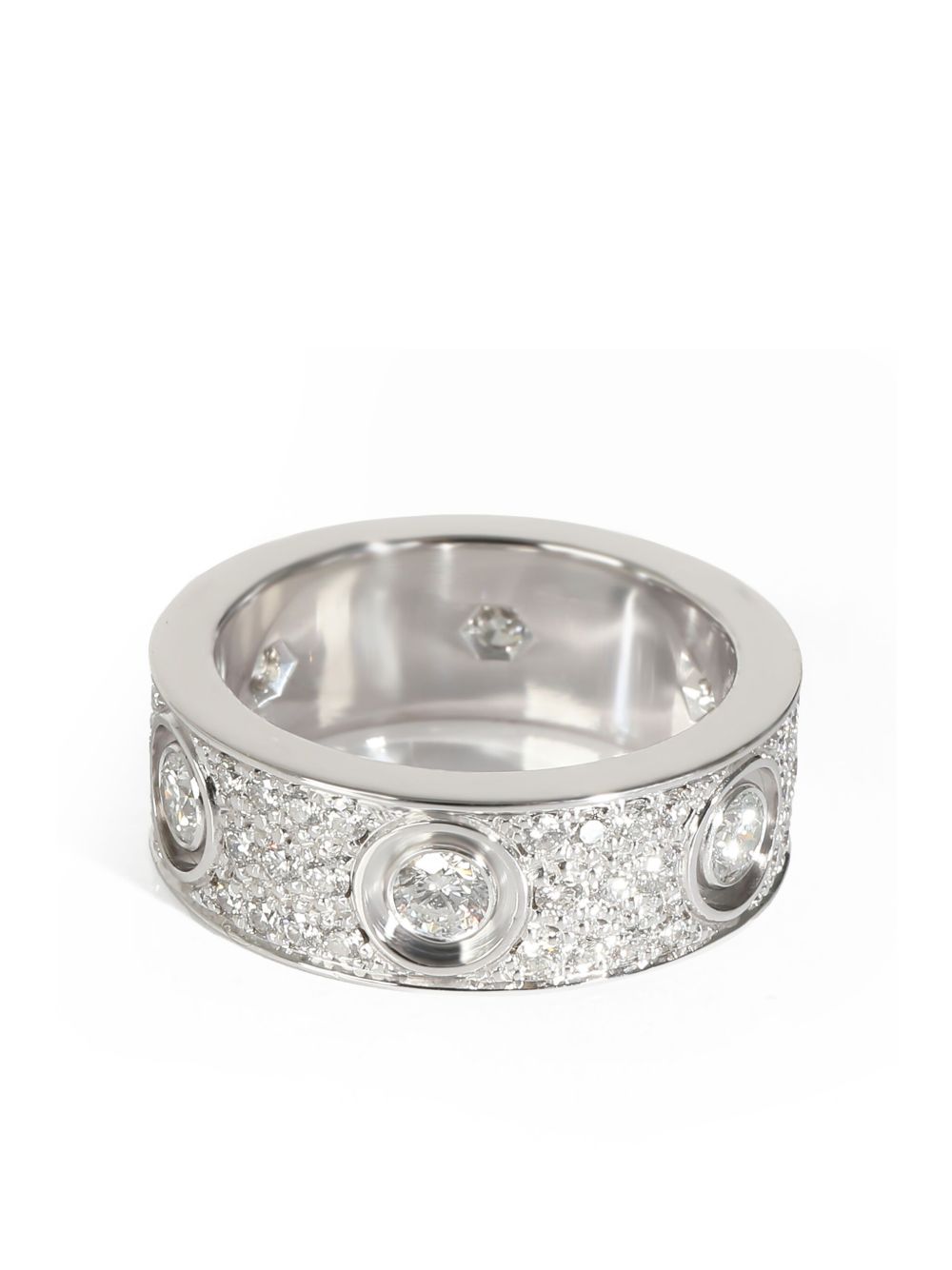 Cartier Love 18K白金钻石戒指（典藏款） - 银色