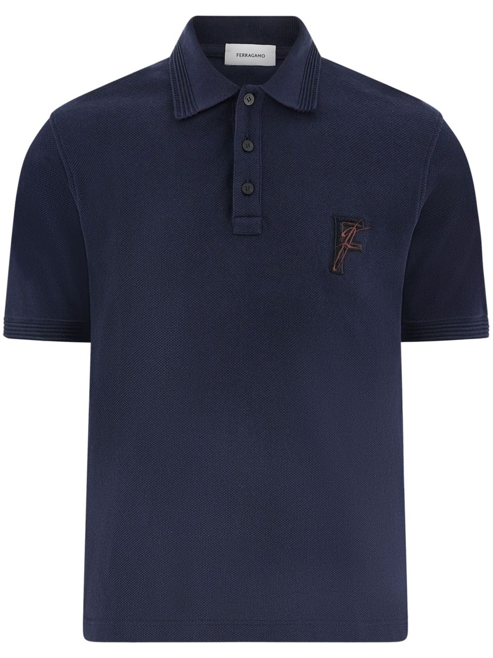 Ferragamo logo刺绣polo衫 - 蓝色