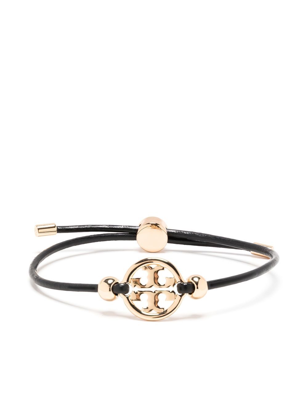 Tory Burch logo标牌抽绳手链 - 黑色