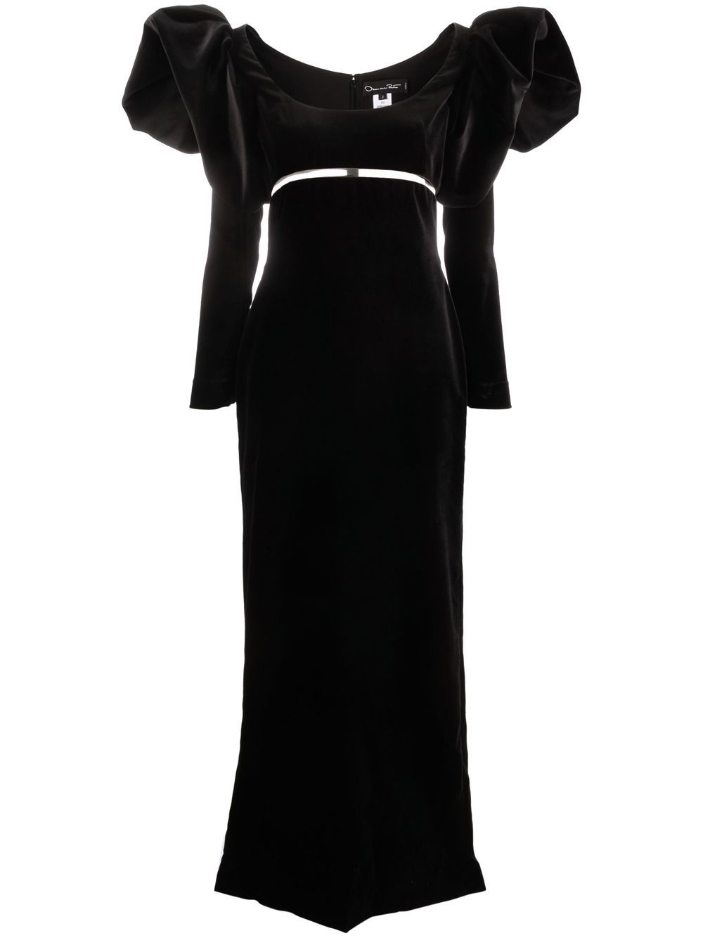 Oscar de la Renta 泡泡袖丝绒礼服 - 黑色