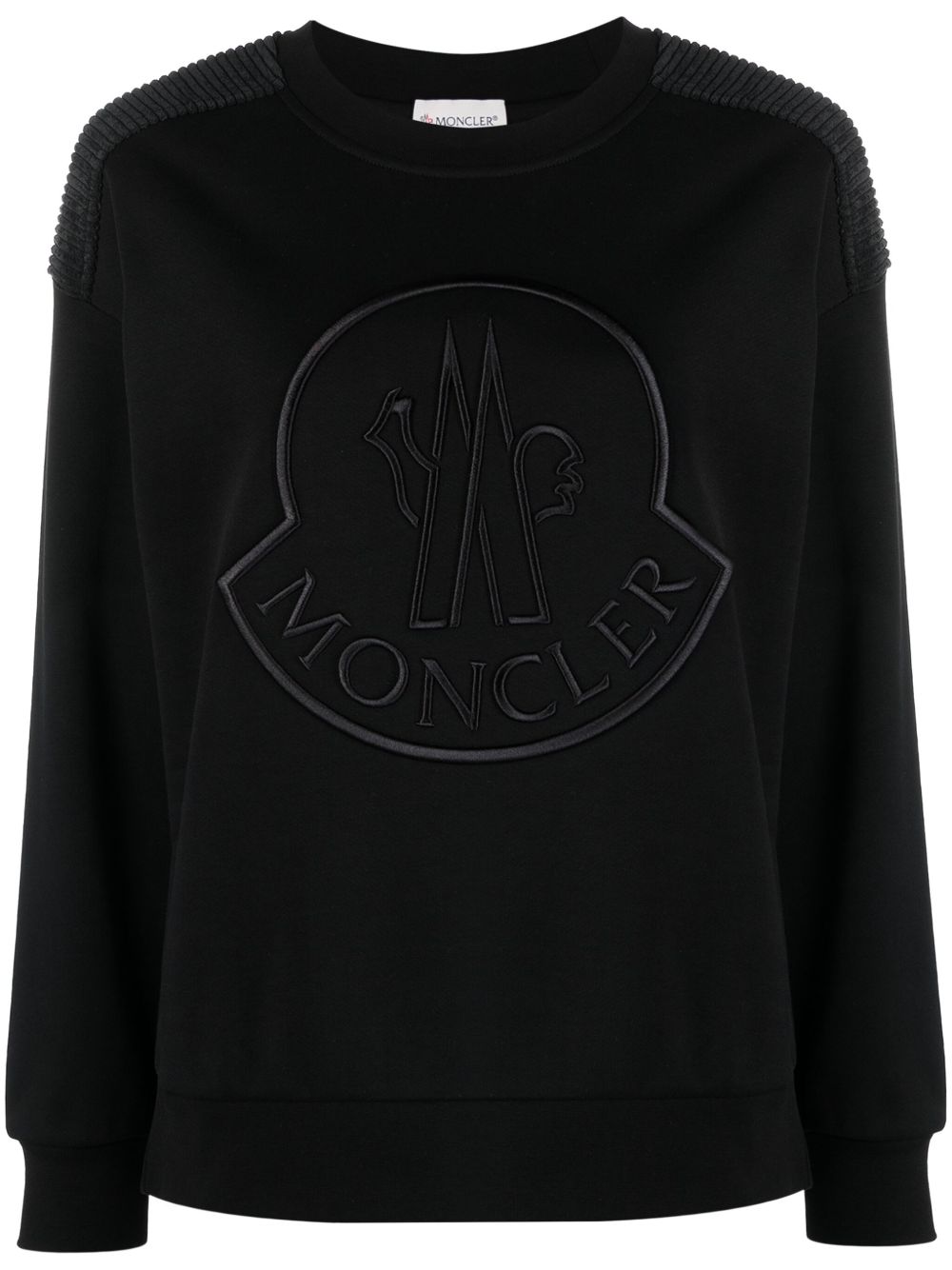 Moncler logo刺绣棉混纺卫衣 - 黑色