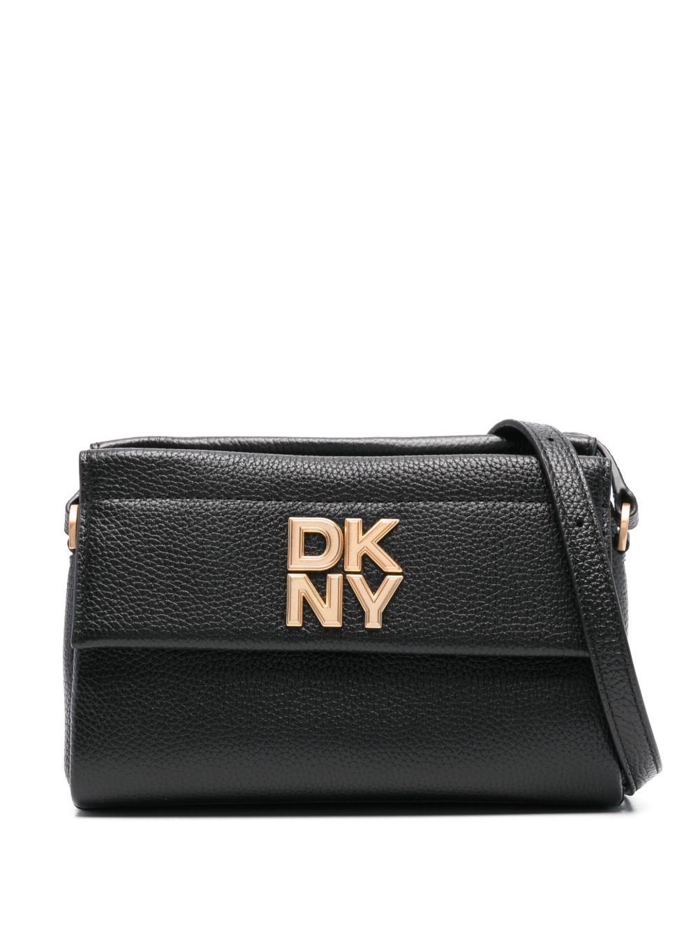 DKNY logo字母斜挎包 - 黑色