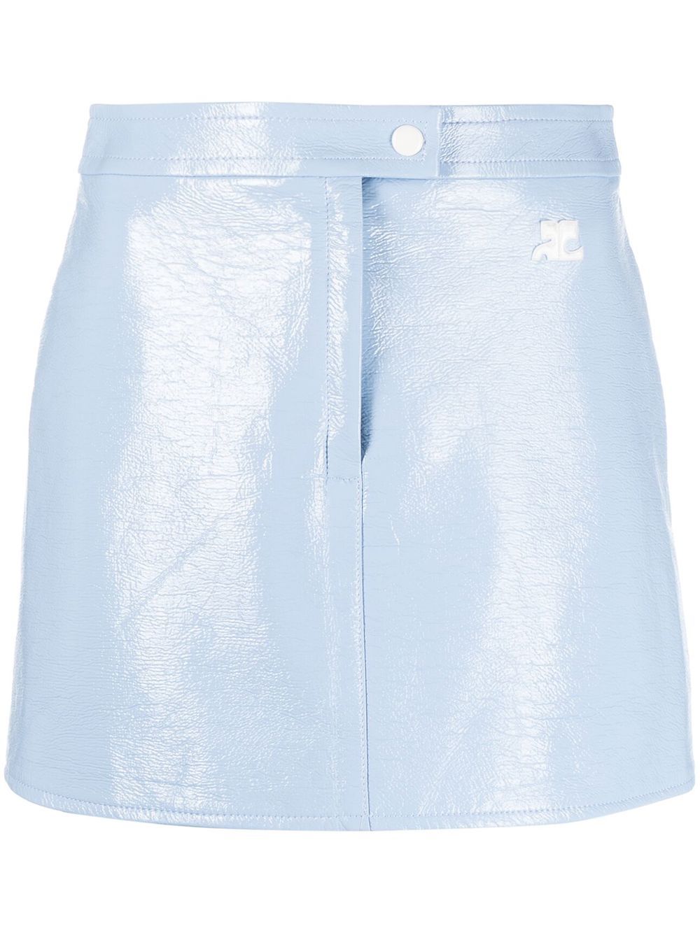 Courrèges logo刺绣迷你半身裙 - 蓝色