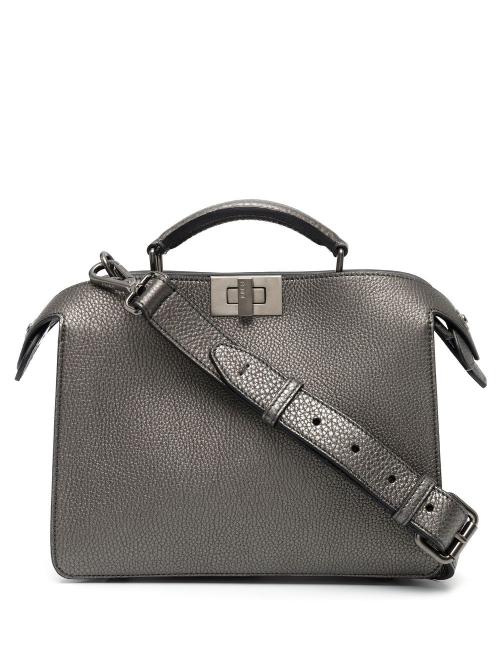 FENDI Peekaboo 金属感手提包 - 灰色