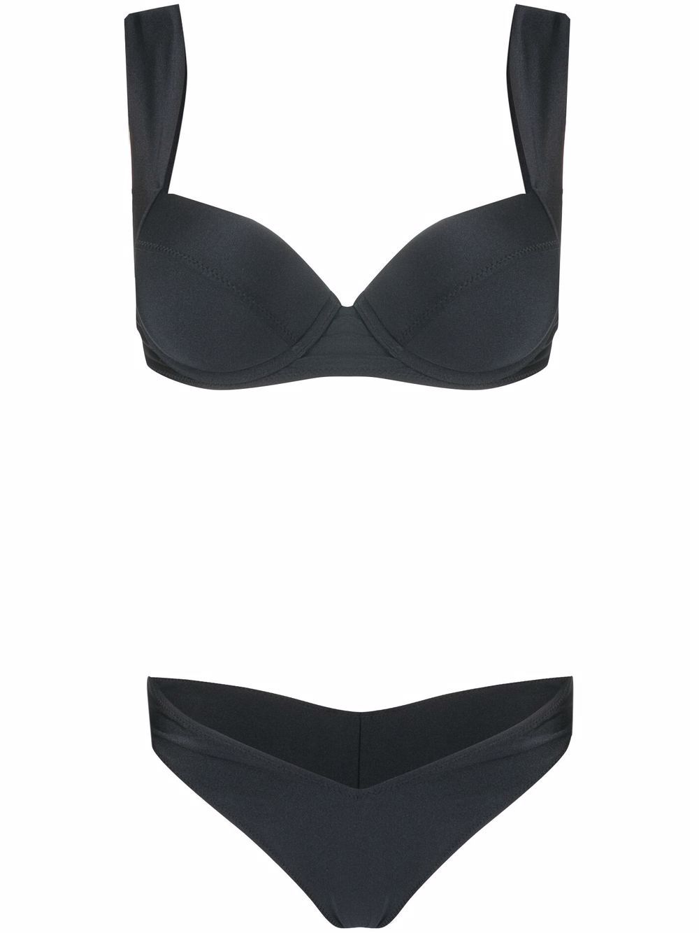 Noire Swimwear 钢圈金银丝比基尼套装 - 黑色
