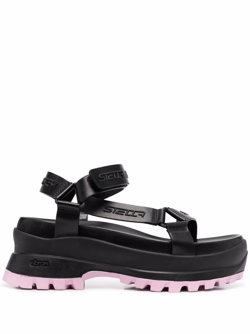 Stella McCartney 斯特拉·麦卡特尼 Trace logo压纹厚底凉鞋 - 黑色
