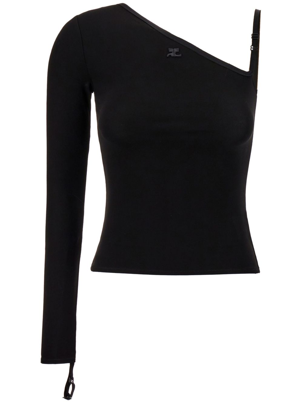 Courrèges logo标牌弹性上衣 - 黑色