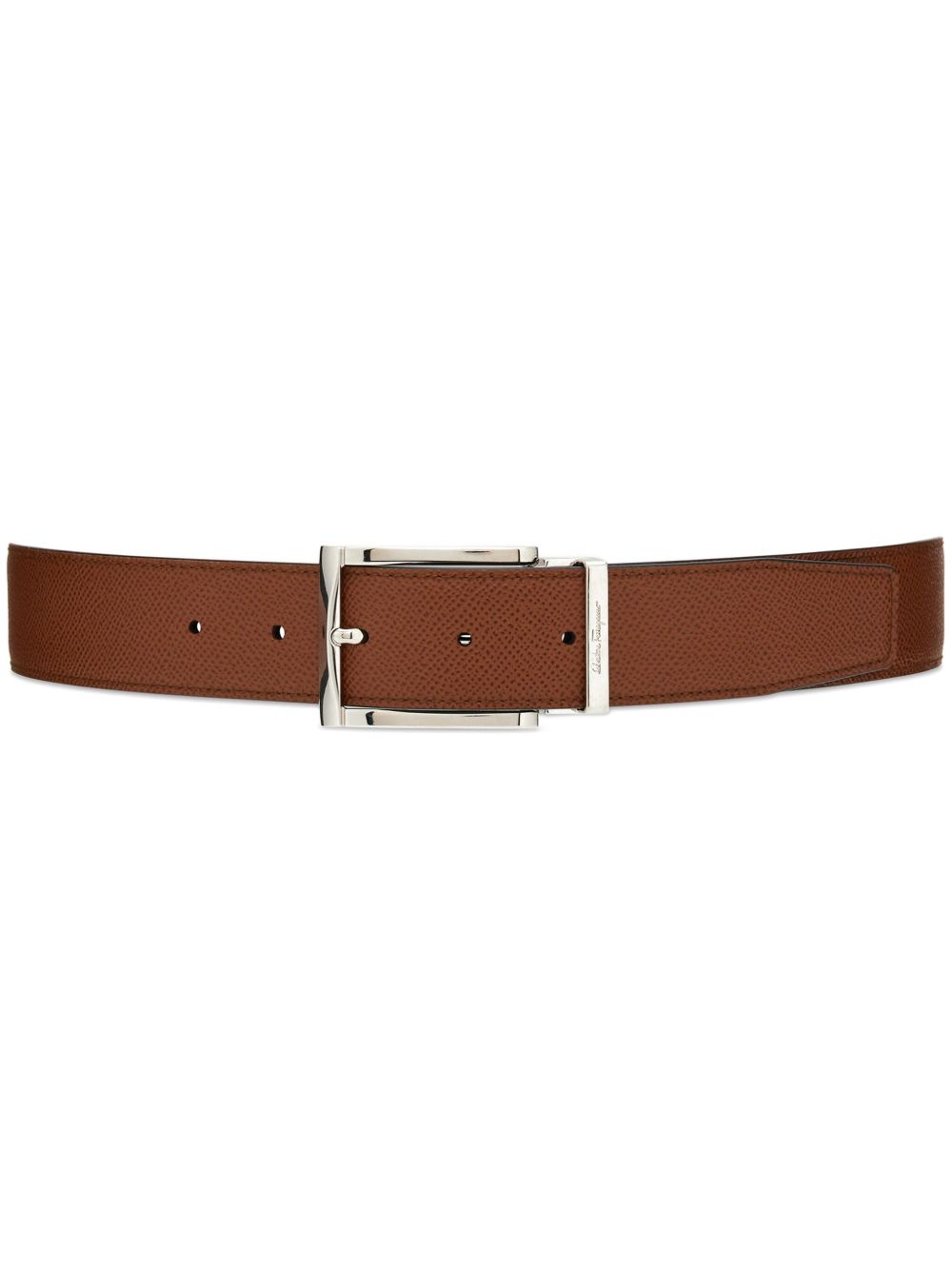 Ferragamo logo雕刻双面腰带 - 褐色