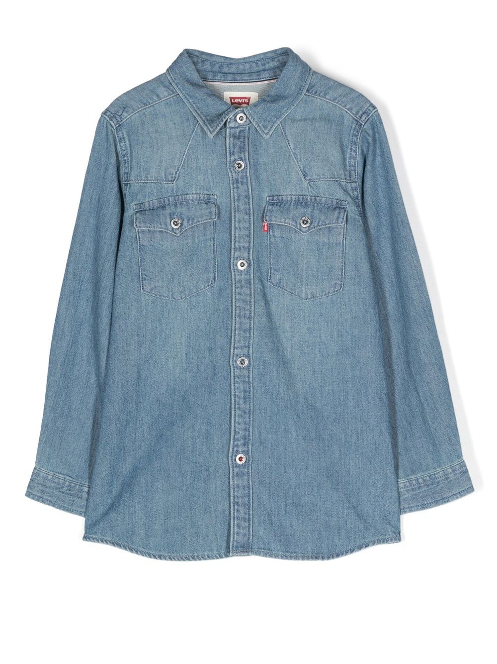 Levi's Kids 贴袋牛仔衬衫 - 蓝色