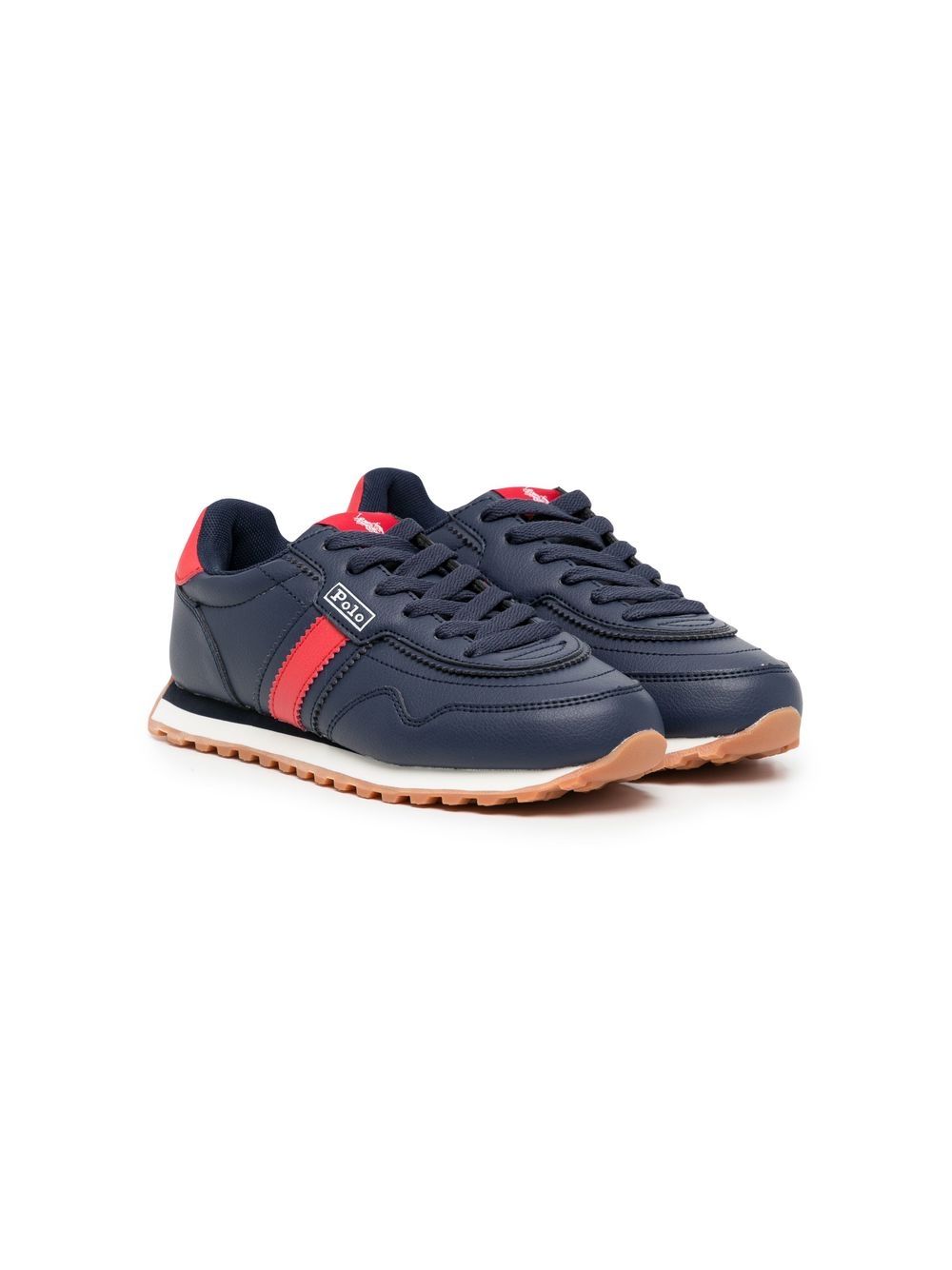 POLO RALPH LAUREN KIDS logo印花系带运动鞋 - 蓝色