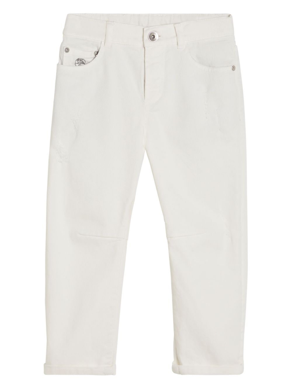 Brunello Cucinelli Kids 扎染牛仔长裤 - 白色