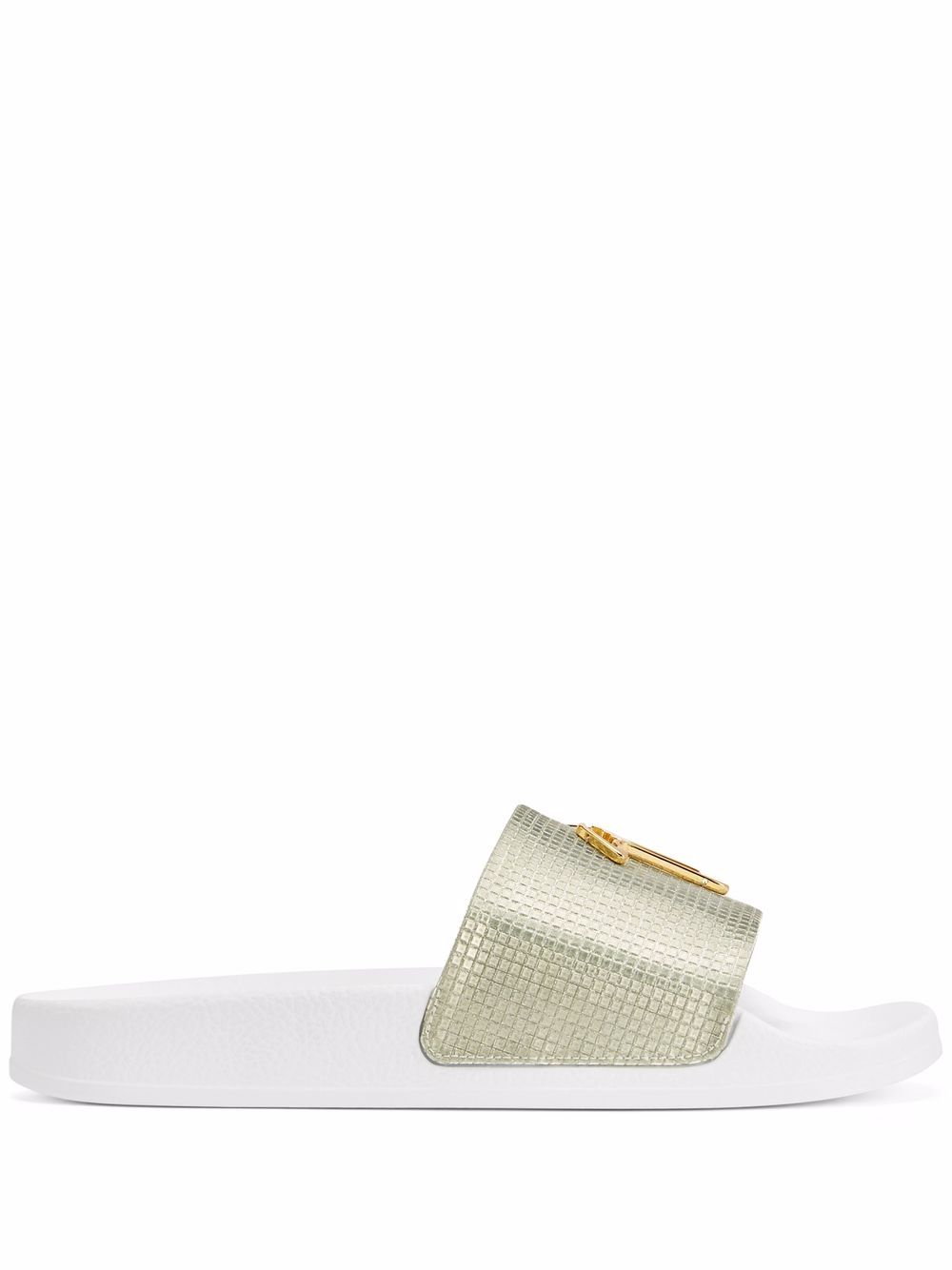 Giuseppe Zanotti logo标牌防水拖鞋 - 金属色