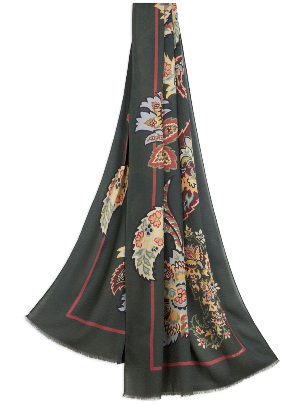 ETRO 佩斯理印花提花围巾 - 绿色