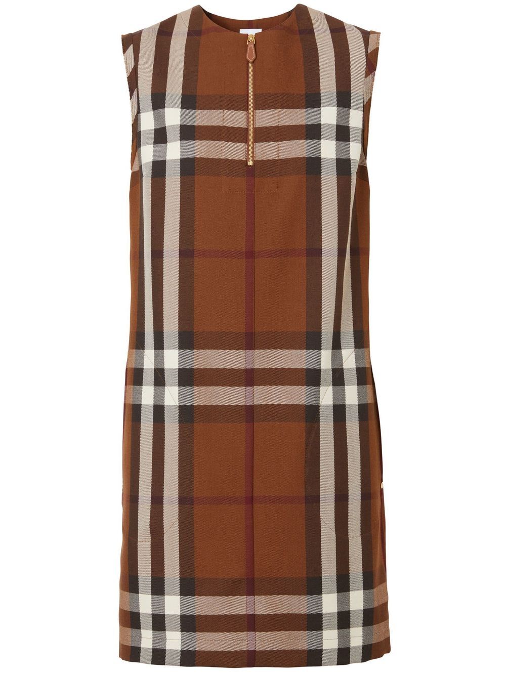 Burberry 博柏利 格纹无袖连衣裙 - 褐色