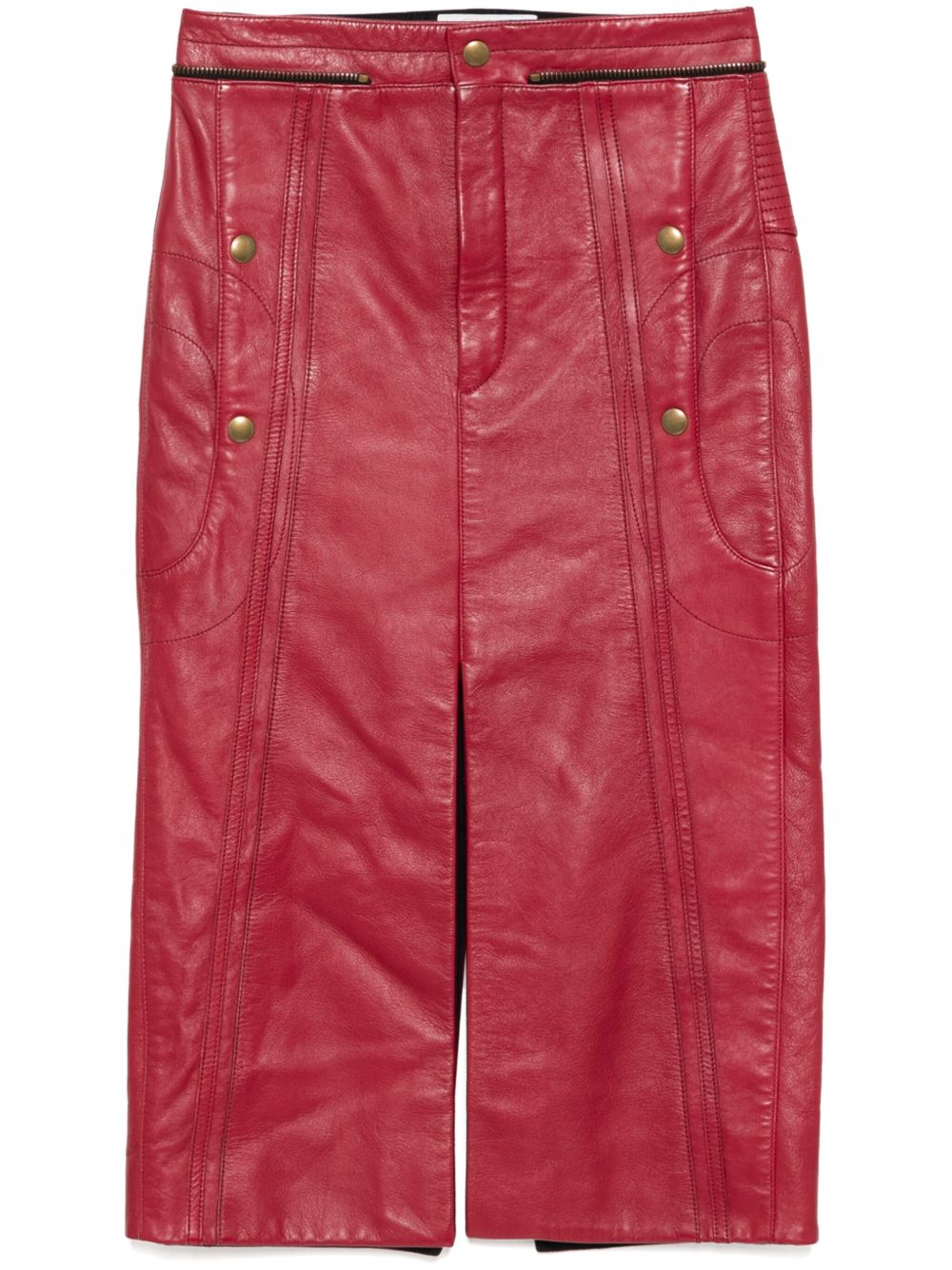 Chloé Pre-Owned 皮质铅笔半身裙（典藏款） - 红色