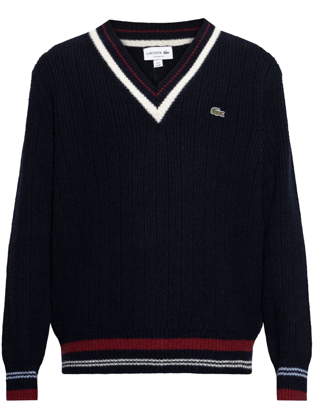 Lacoste 鳄鱼贴花羊毛毛衣 - 黑色