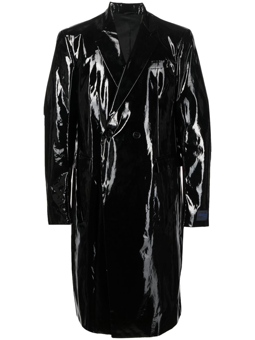 Raf Simons 双排扣亮面外套 - 黑色