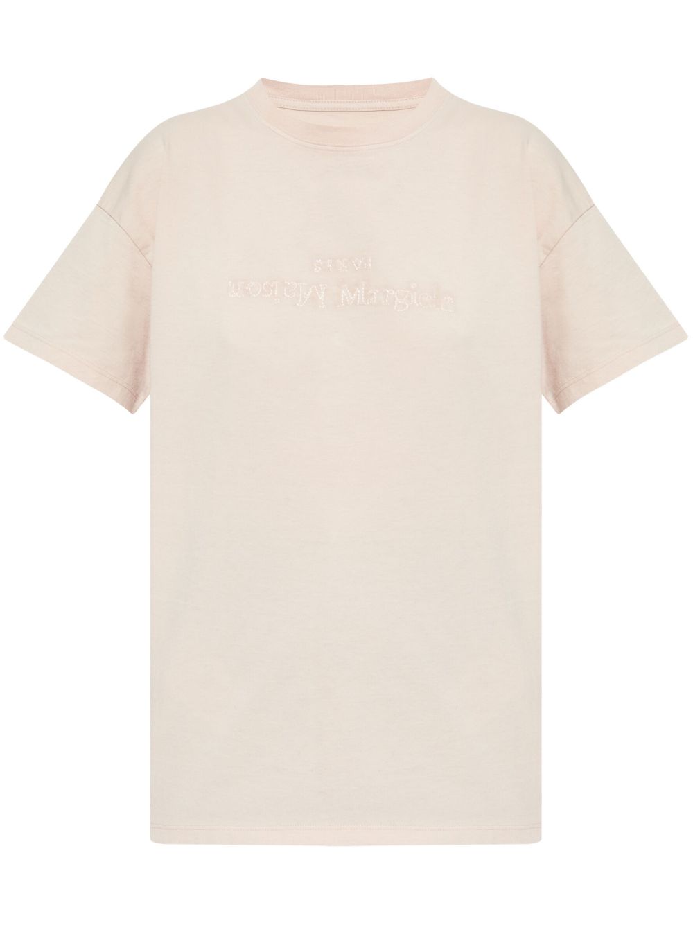 Maison Margiela logo刺绣棉T恤 - 粉色