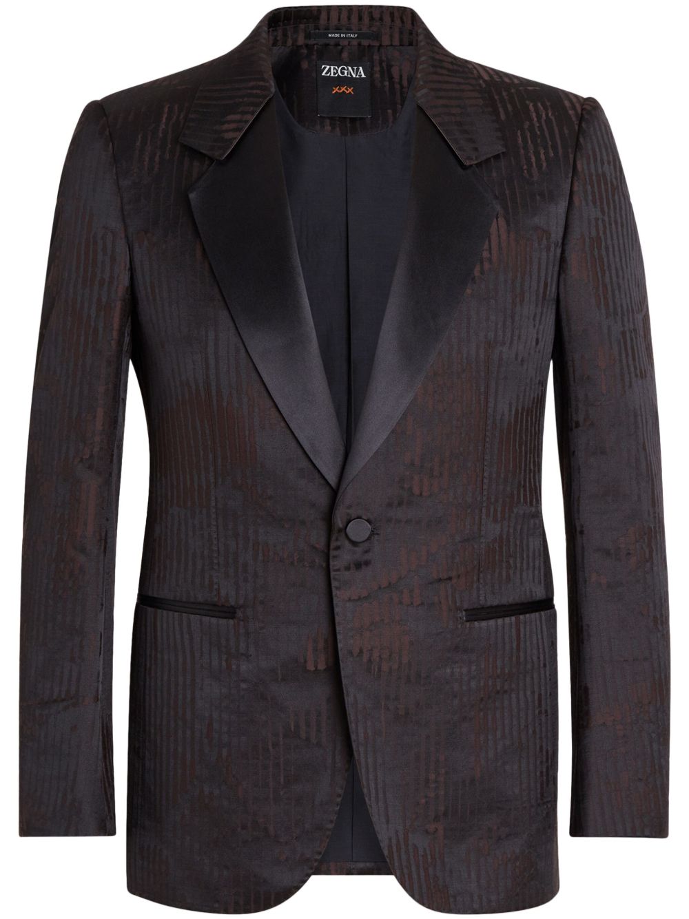 Zegna 羊毛混纺西装夹克 - 褐色