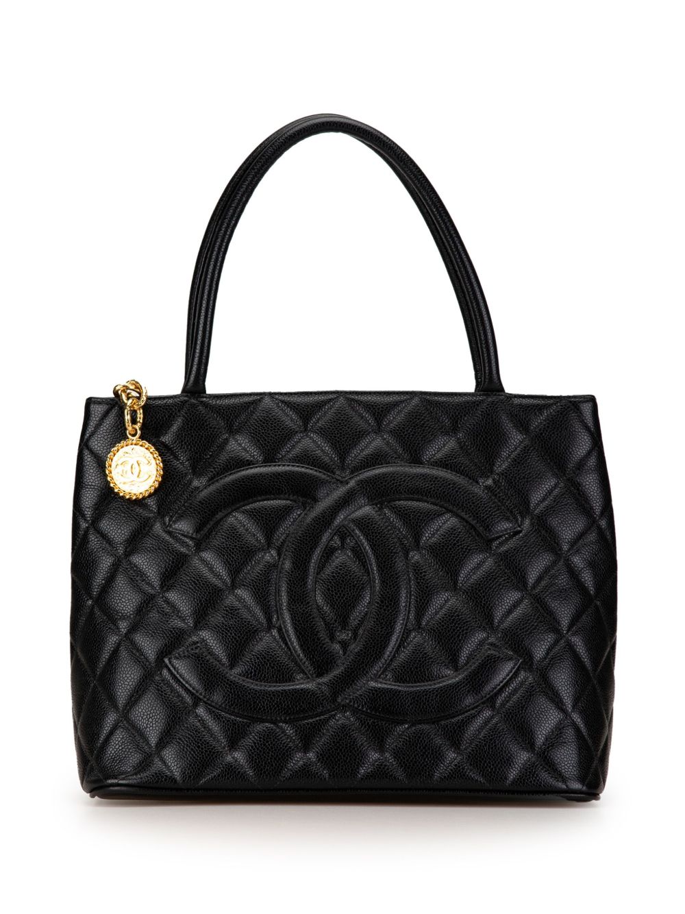 CHANEL Pre-Owned Caviar Medallion 手提包（1997-1999年典藏款） - 黑色
