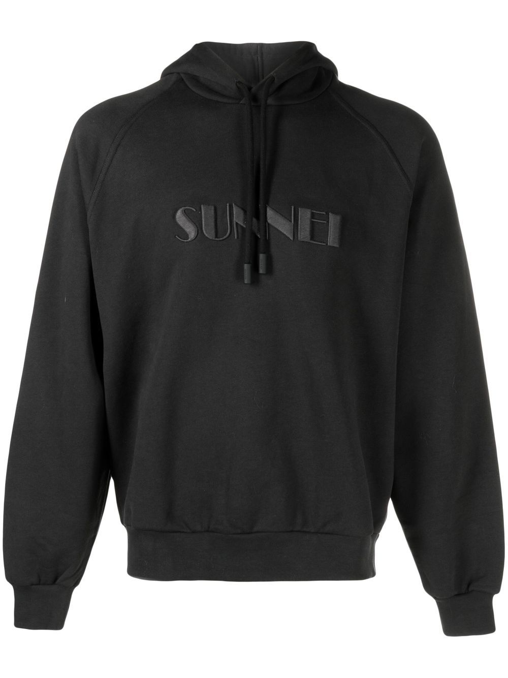 Sunnei logo刺绣棉连帽衫 - 黑色