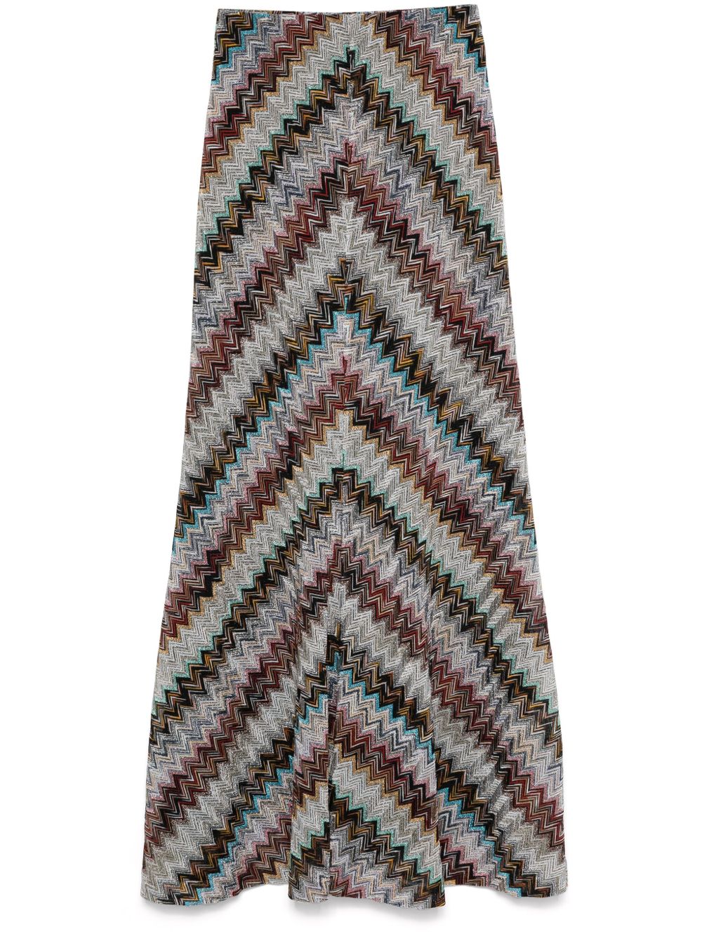 Missoni Z字形图案伞形超长半身裙 - 银色