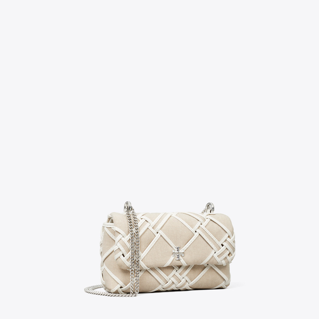 Tory Burch Mini Kira Woven Canvas Flap Bag