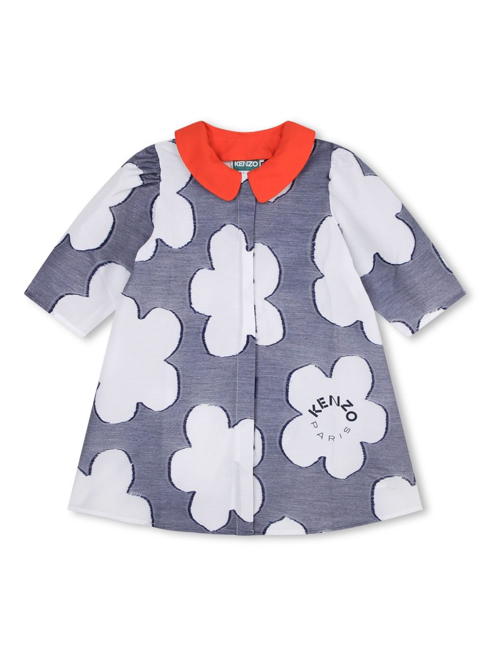 Kenzo Kids 花卉印花短袖连衣裙 - 蓝色