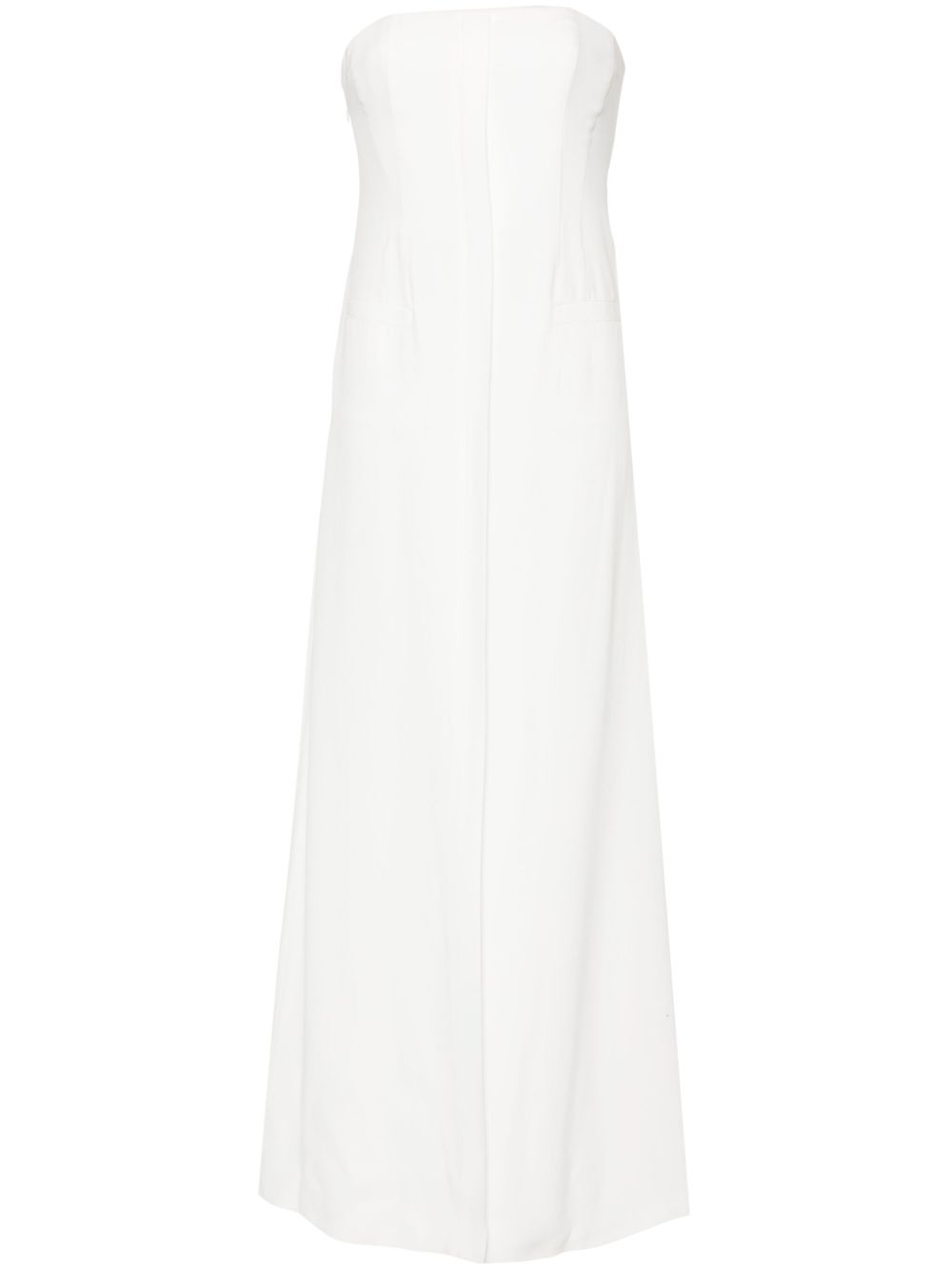 Alberta Ferretti 露肩绉纱超长连衣裙 - 白色