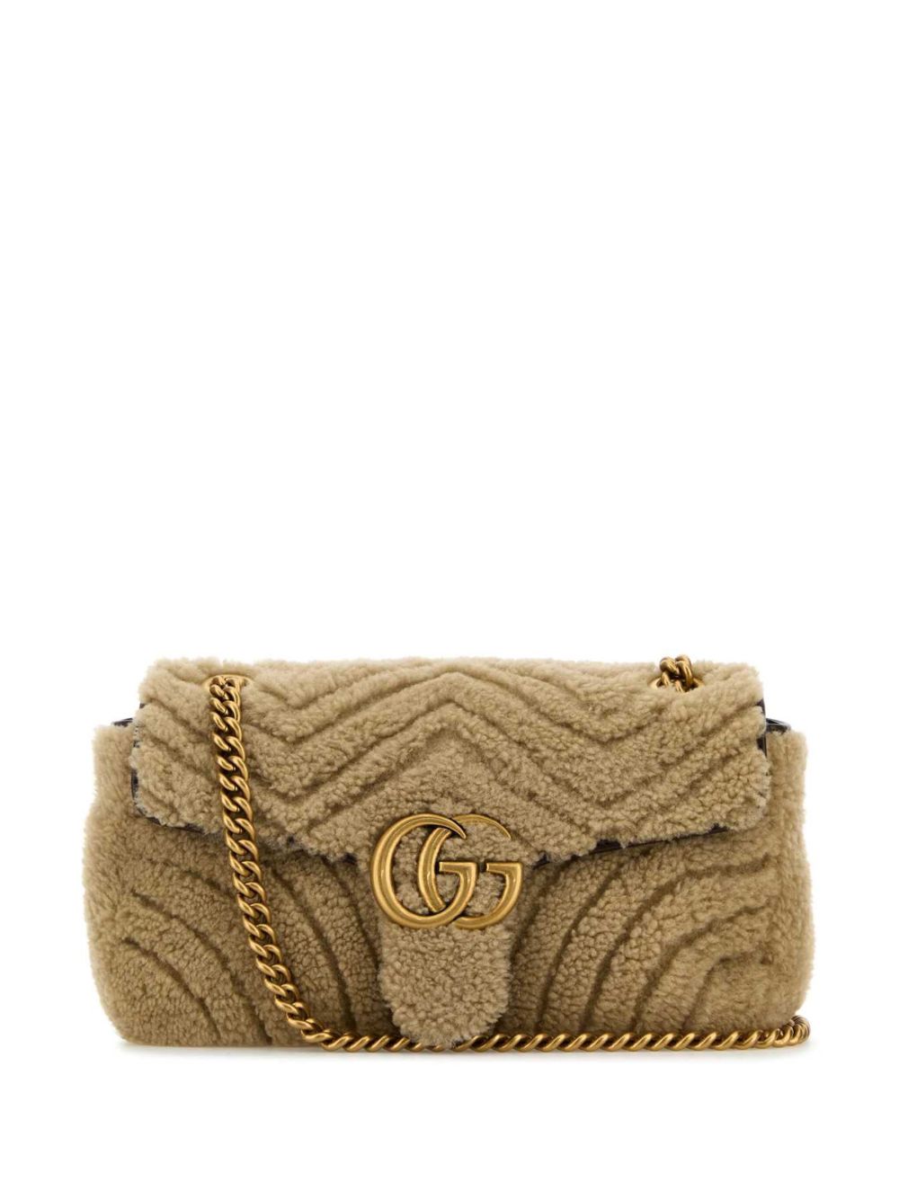 Gucci Marmont 皮毛一体小号单肩包 - 中性色