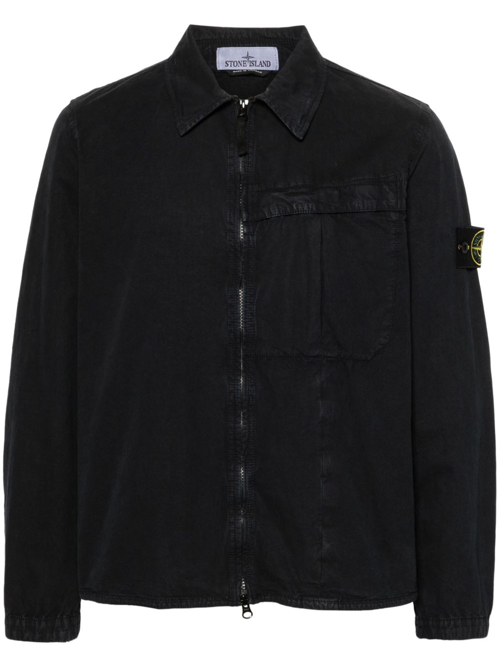 Stone Island 罗盘徽章棉夹克式衬衫 - 蓝色