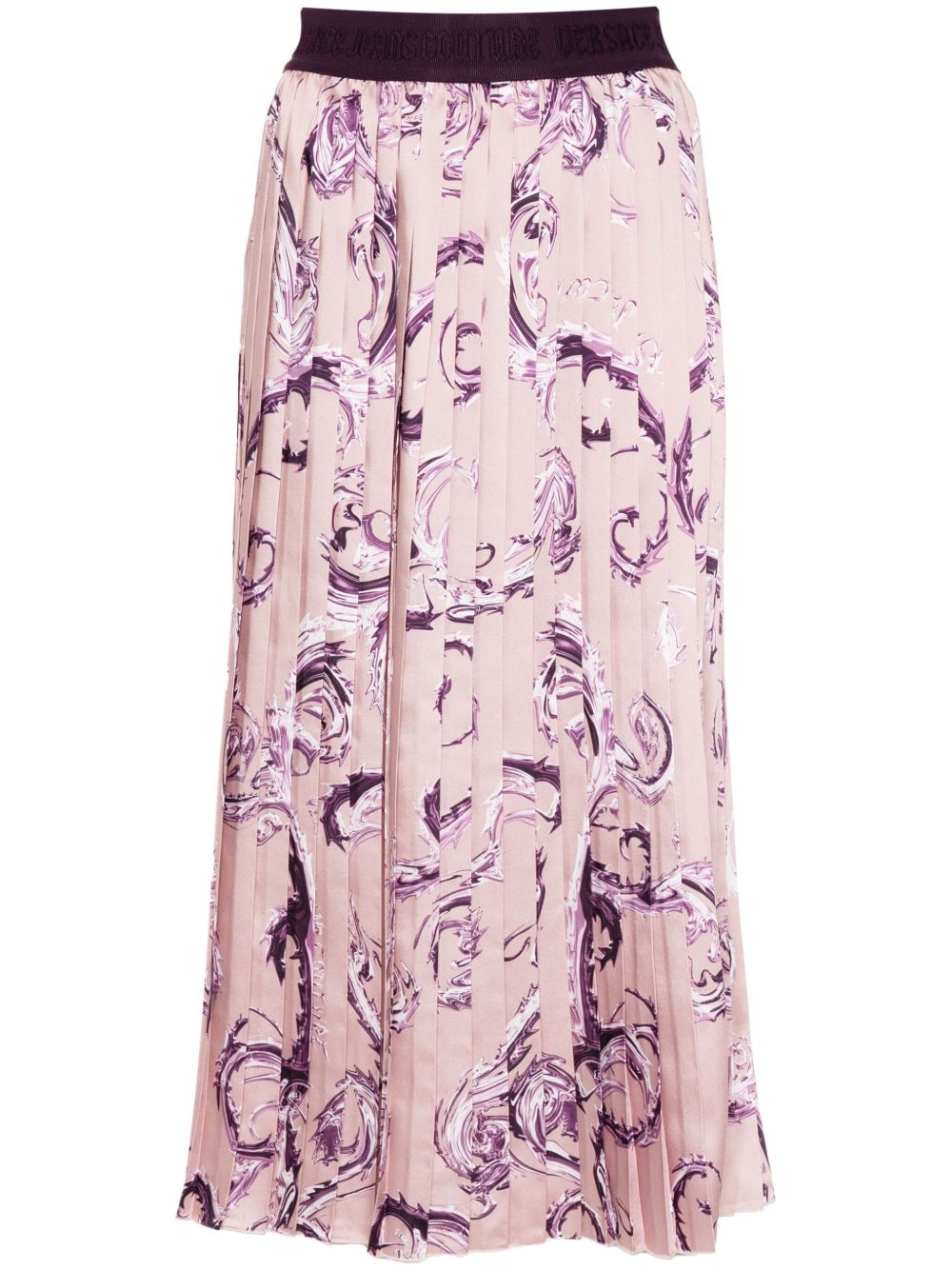 Versace Jeans Couture Watercolor Couture 印花中长半身裙 - 粉色