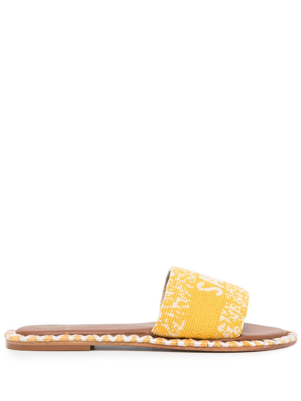 DE SIENA SHOES Saint Tropez 皮质珠饰凉鞋 - 黄色