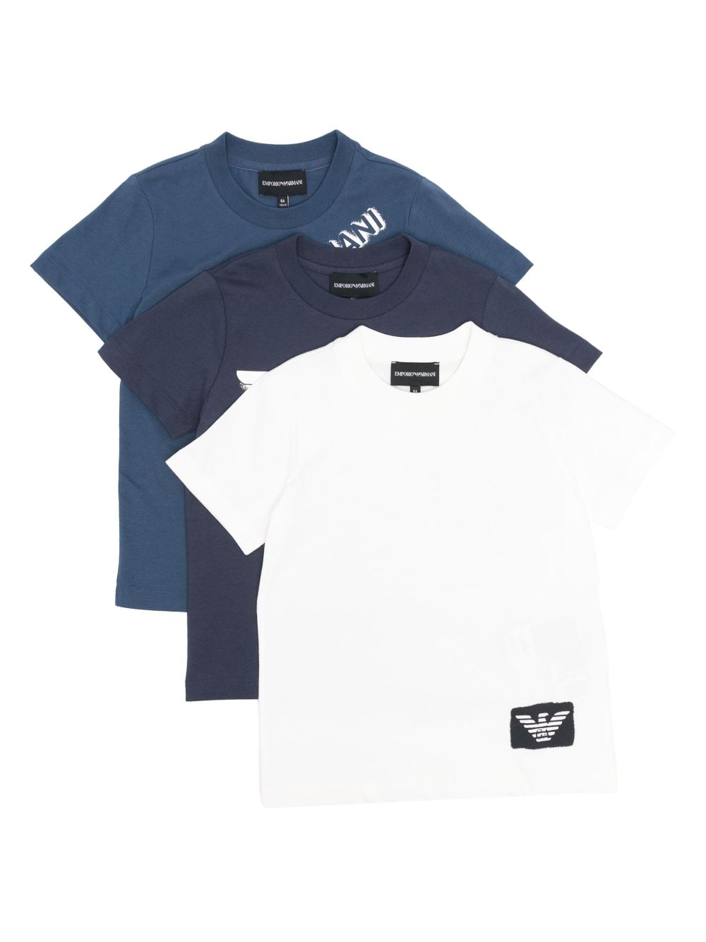 Emporio Armani Kids logo印花T恤套装 - 蓝色