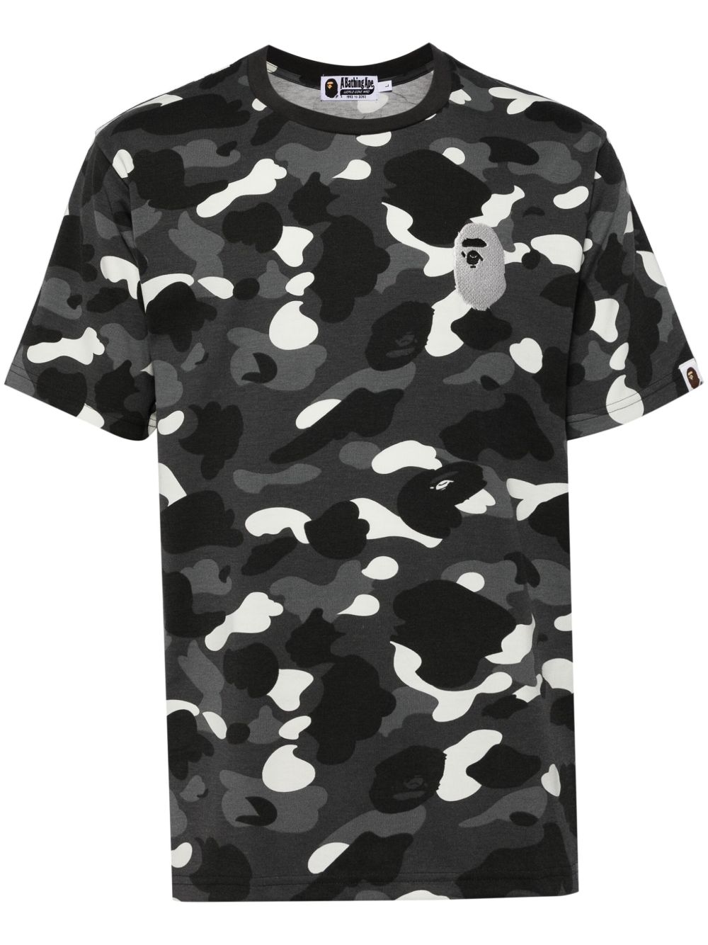 A BATHING APE® 迷彩印花logo刺绣T恤 - 灰色