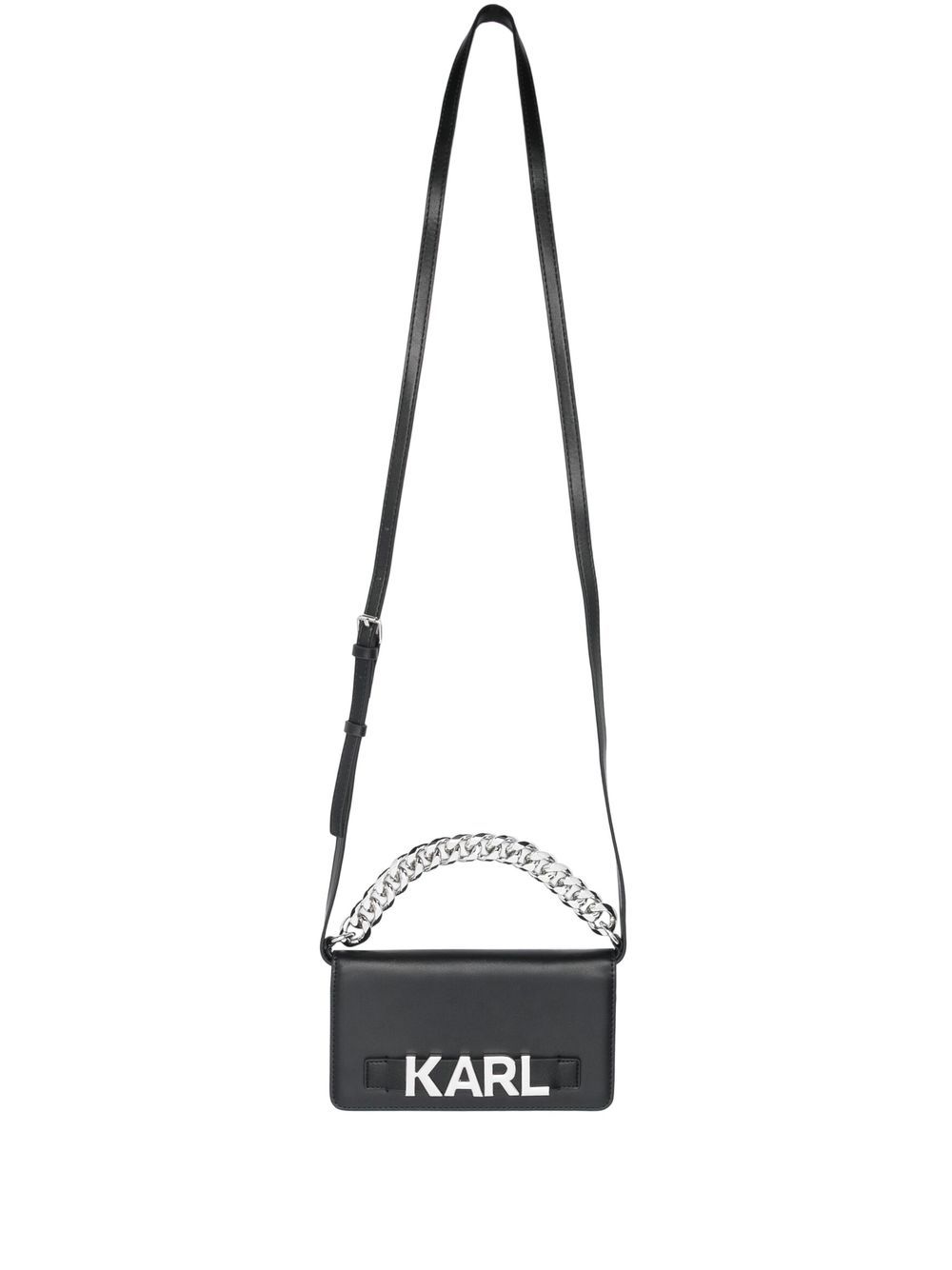 Karl Lagerfeld logo皮质手机袋 - 黑色