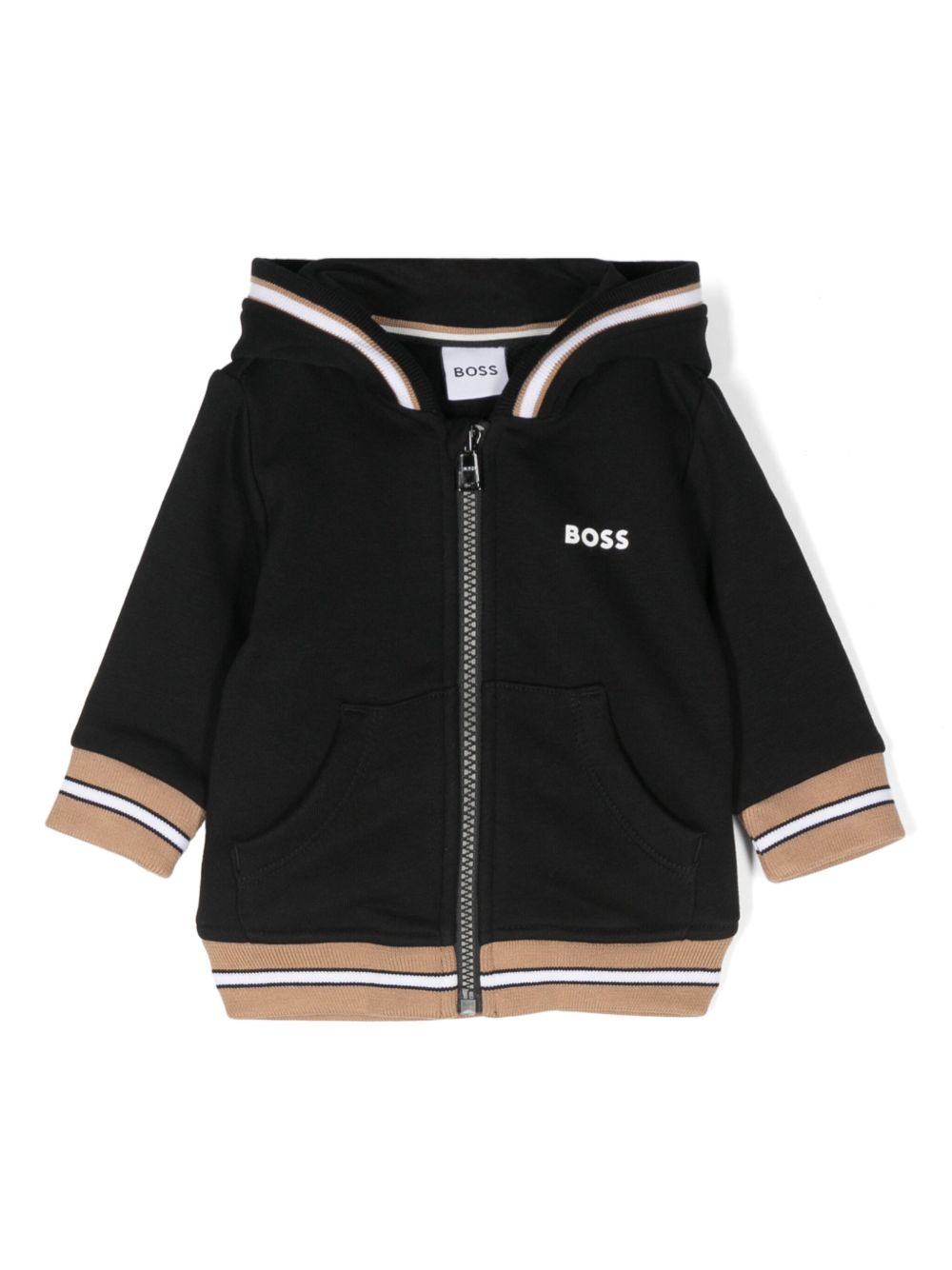 BOSS Kidswear logo印花连帽衫 - 黑色