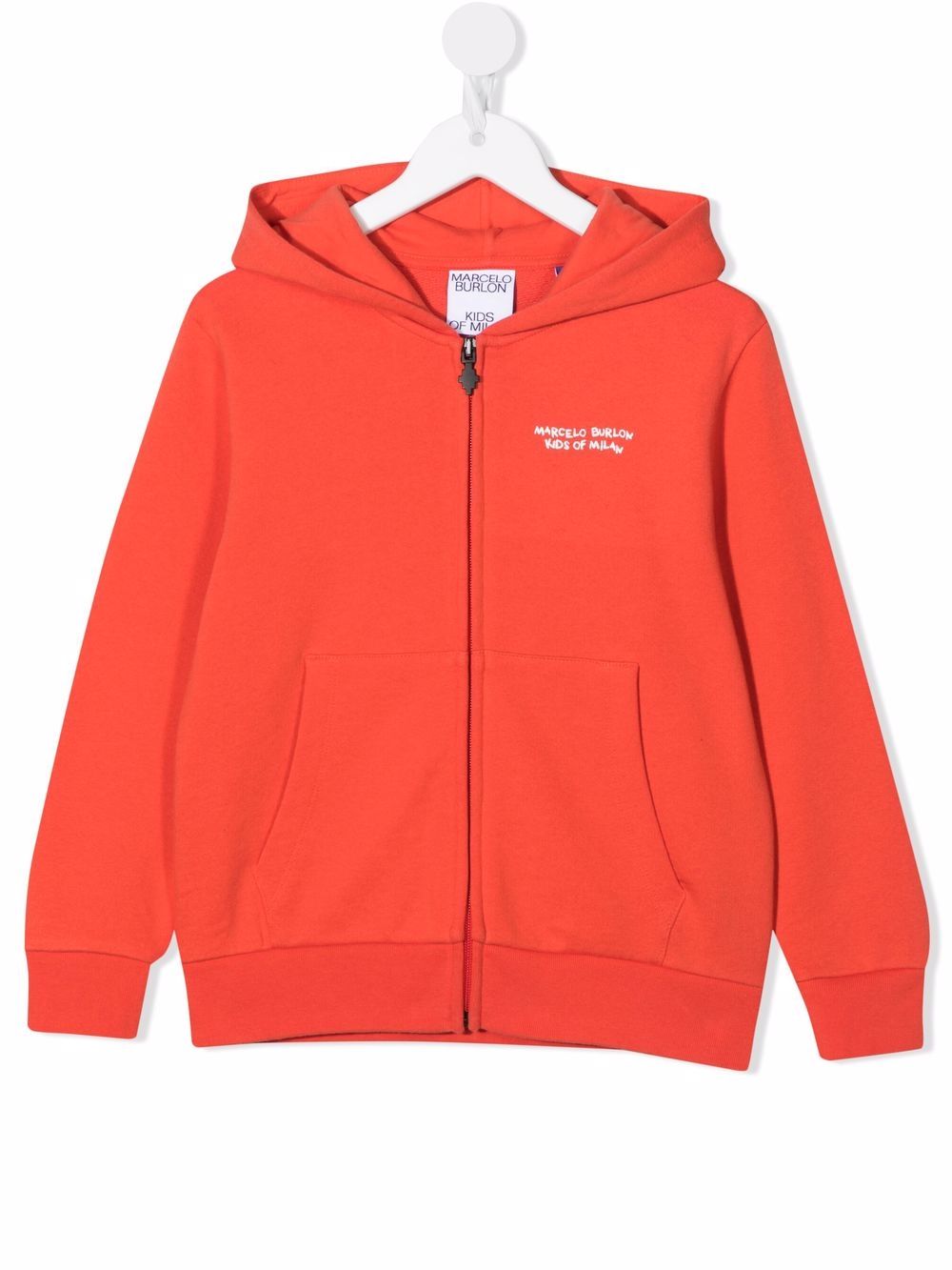 Marcelo Burlon County Of Milan Kids logo印花拉链连帽衫 - 红色