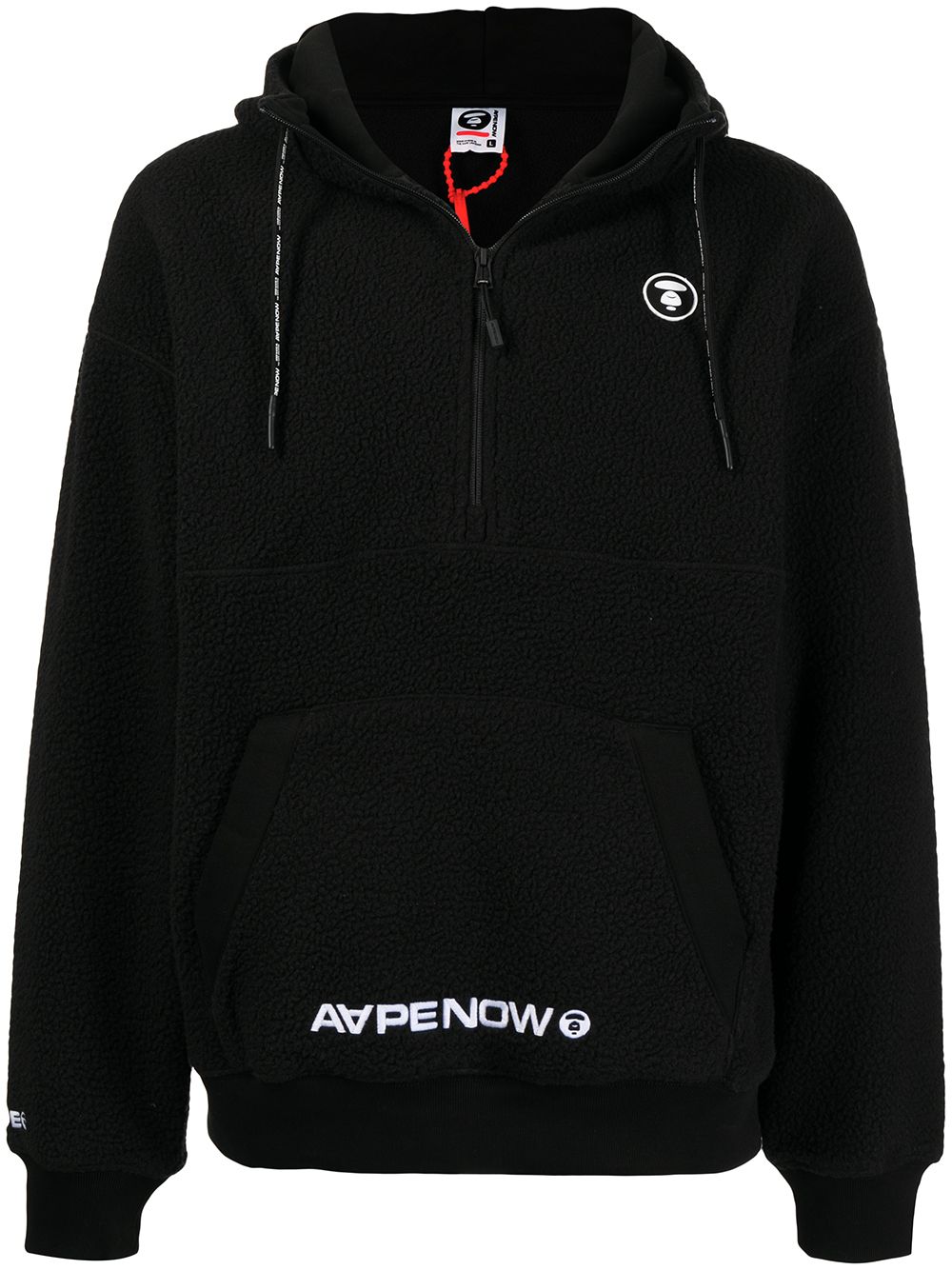 AAPE BY *A BATHING APE® logo印花拉链连帽衫 - 黑色