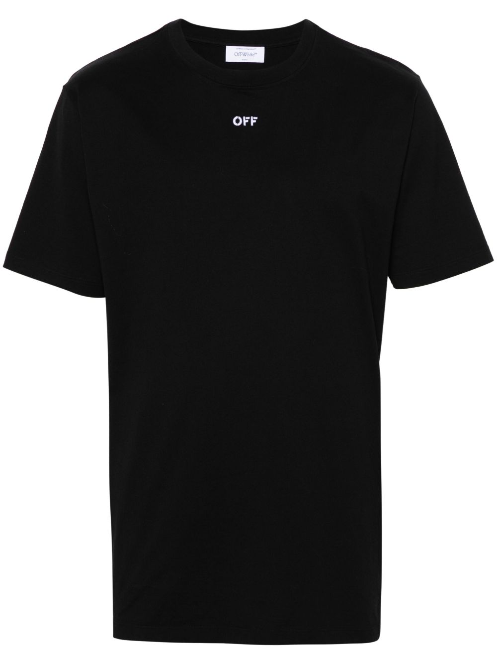 Off-White logo刺绣棉T恤 - 黑色