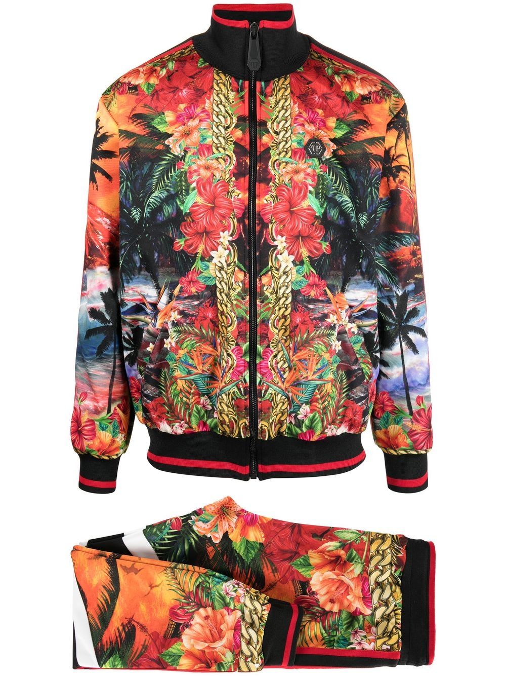 Philipp Plein 图案印花运动裤 - 红色