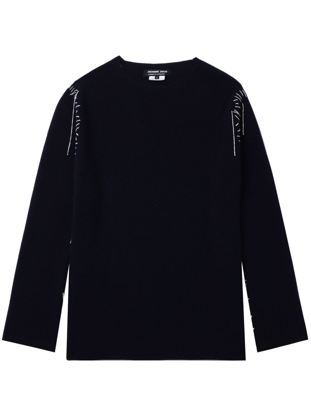 Comme des Garçons Homme Deux 缝线细节毛衣 - 蓝色
